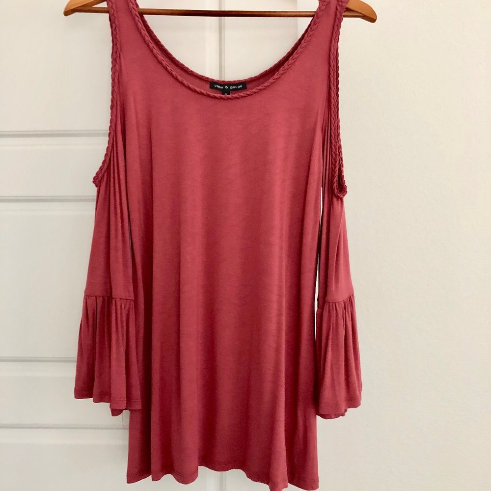 Cable & Gauge Cold Shoulder Bell Sleeve Top